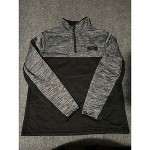 NRA Mens 1/4 Zip Pullover Jacket Size Large Black Gray Polyester